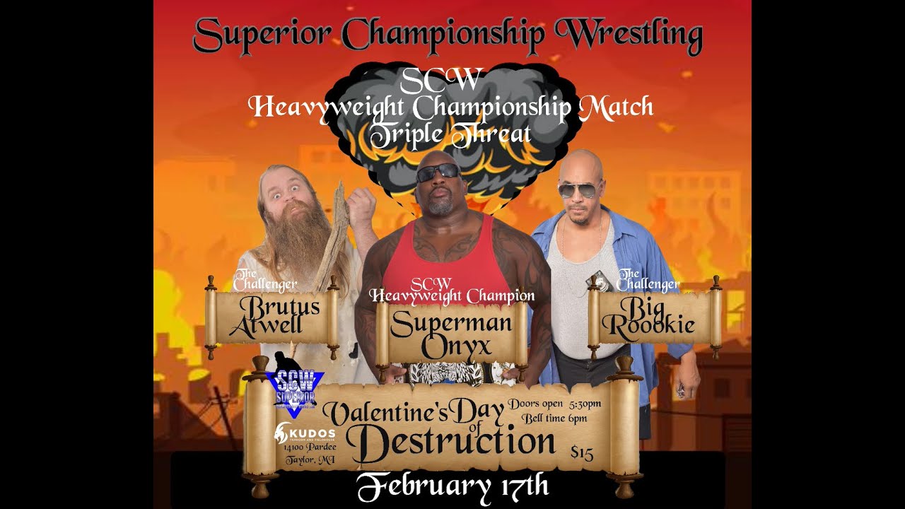 Big Rookie vs. Brutus Atwell vs. SCW Champion Superman Onyx - Triple Threat Title Match - SCW VDoD