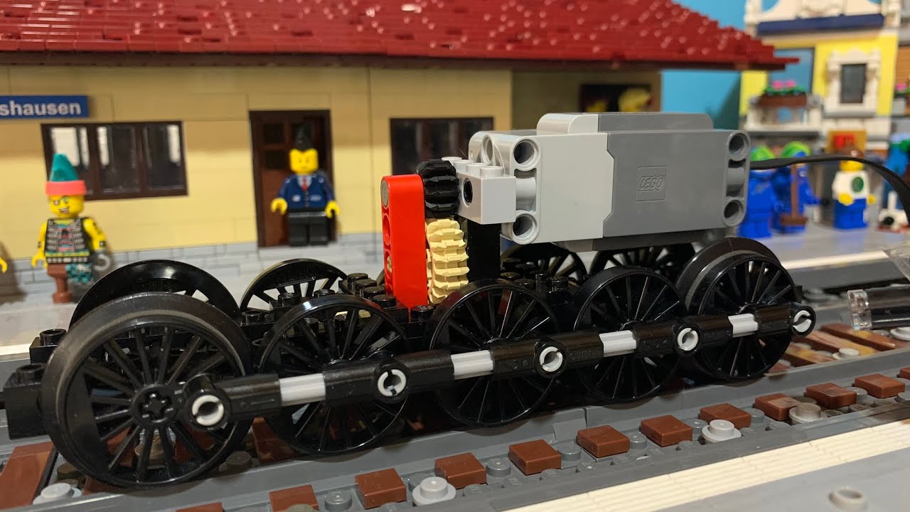 Lego technic: building a steam locomotive base with 10 wheels