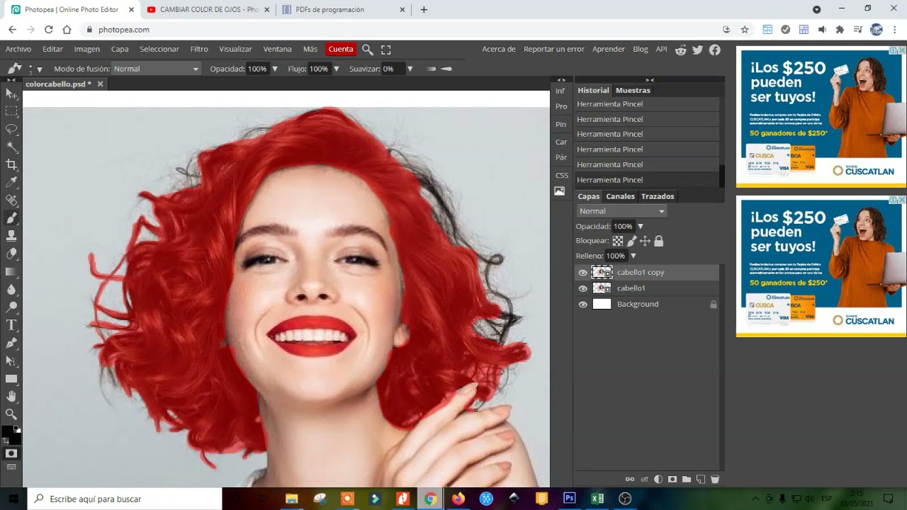 Formación, informática photopea cambiar color cabello