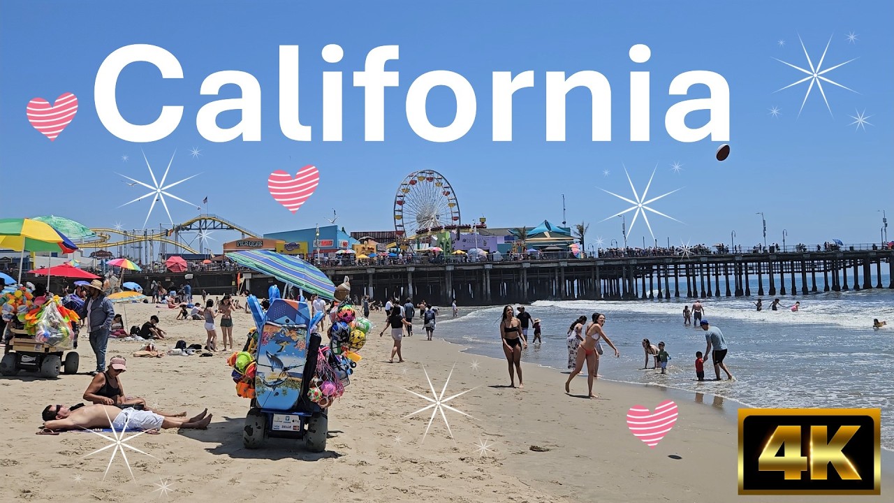 4K HDR Santa Monica California Walk Tour | Santa Monica Pier | California Beach Walking Guide Tour