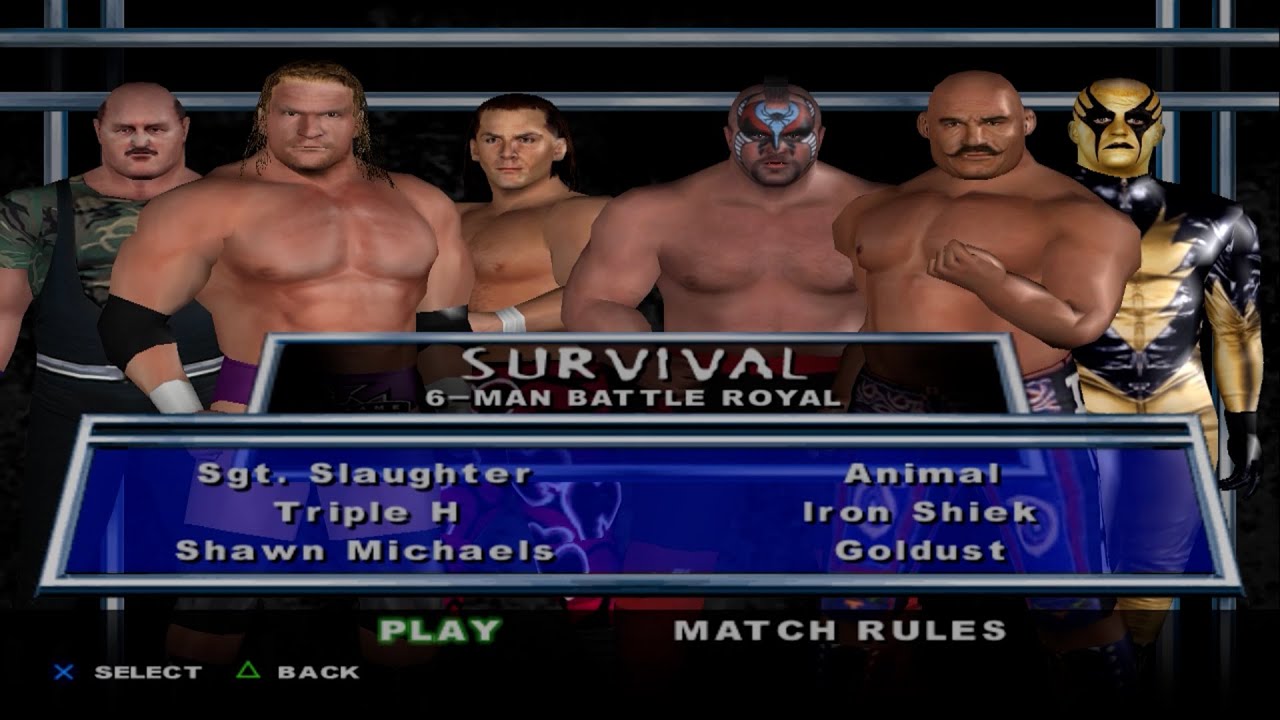 WWE SmackDown! HCTP - Sgt.Slaughter,TripleH,ShawnMichaels,Animal,IronShiek,Goldust (SURVIVAL)