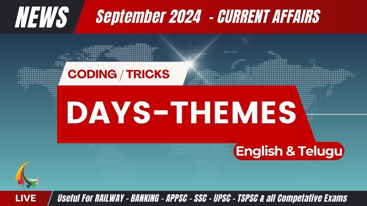 September Current Affairs - Days and Themes - 1 to 15 days - #tricks #daysandthemes #currentaffairs
