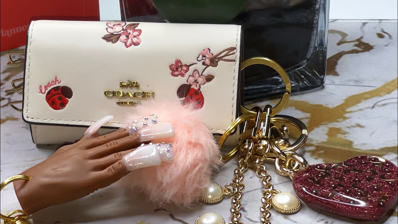 UNBOXING COACH 6 RING KEYHOLDER-LADYBUG FLORAL PRINT-POWDER PINK