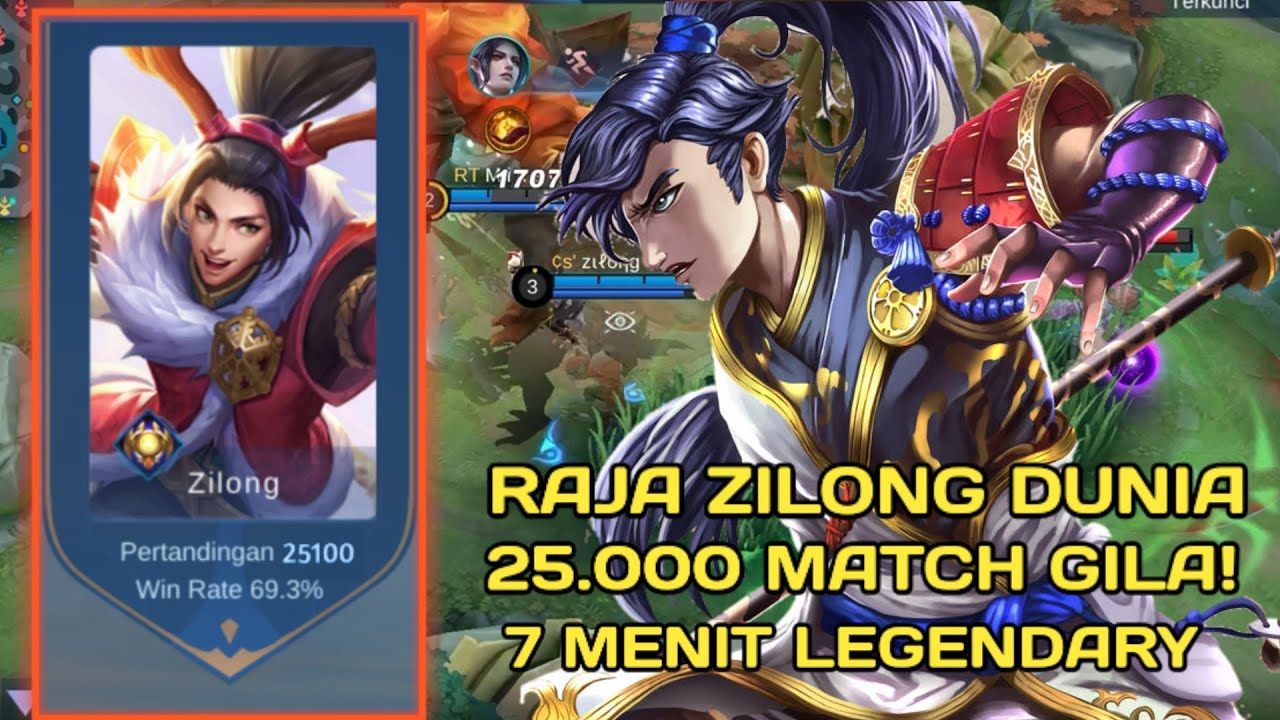 Raja zilong dunia 22.000 match 7 Menit legendary || Top global zilong mobile legends 2022