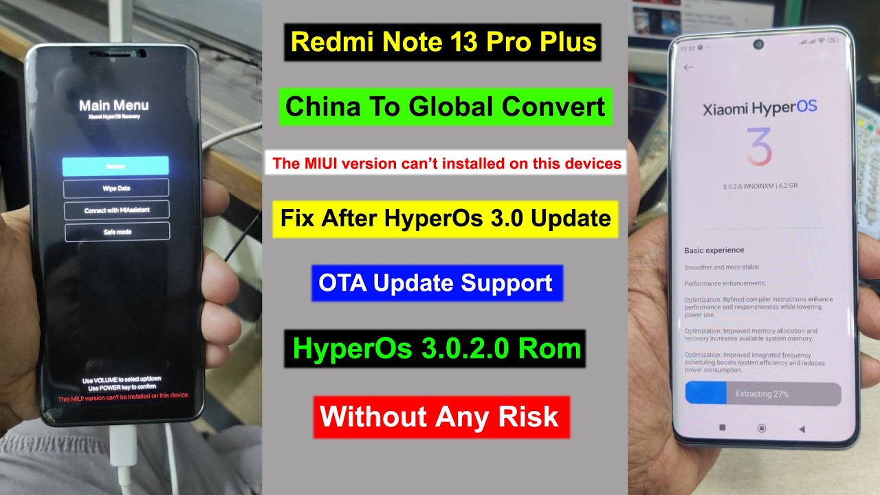 Redmi Note 13 Pro Plus (Zircon) HyperOs 3.0 China To Global Convert | After Update HyperOs 3.0 Fix