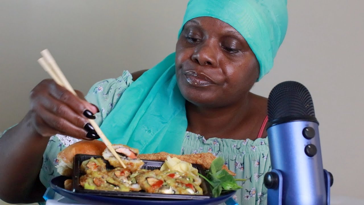 IT'S BEEN A LONG TIME SINCE I HAD SUSHI ASMR Eating Sounds (fried sushi)