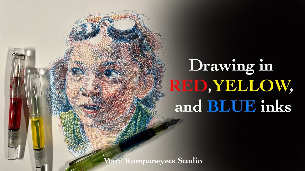 Drawing in Red, Yellow, and Blue inks