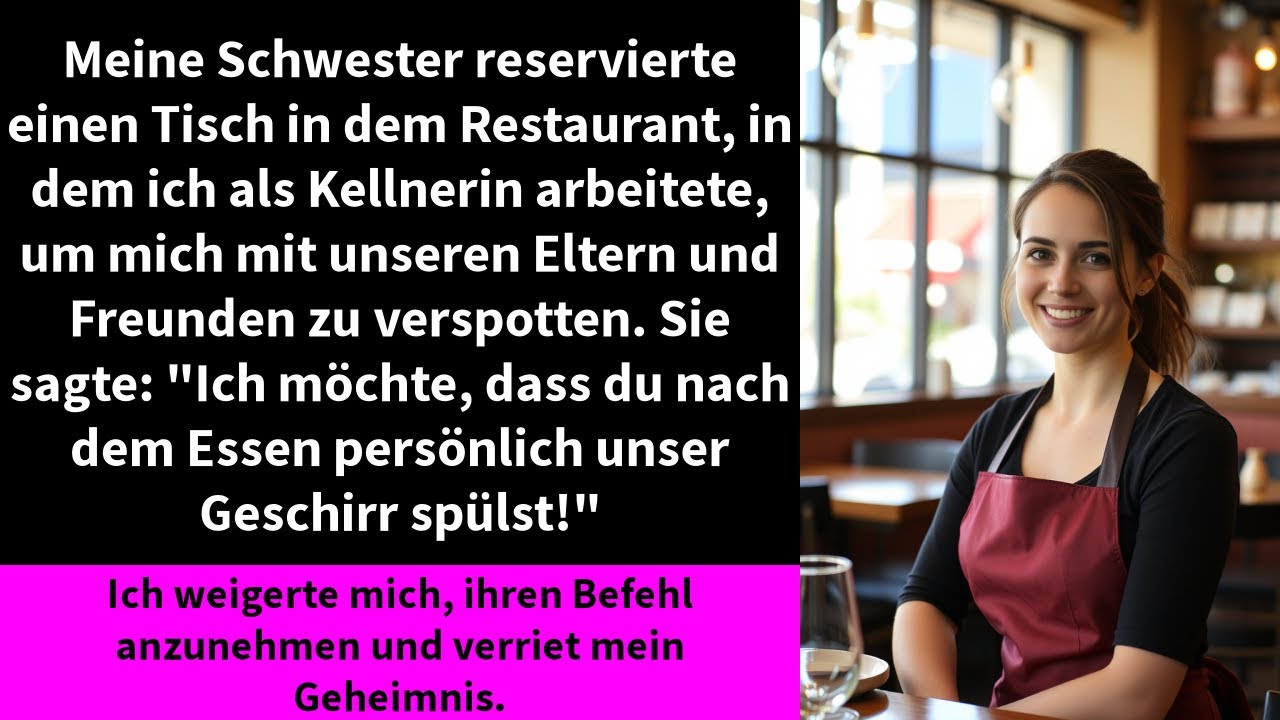 Meine Schwester reservierte einen Tisch in dem Restaurant, in dem ich als Kellnerin arbeitete,
