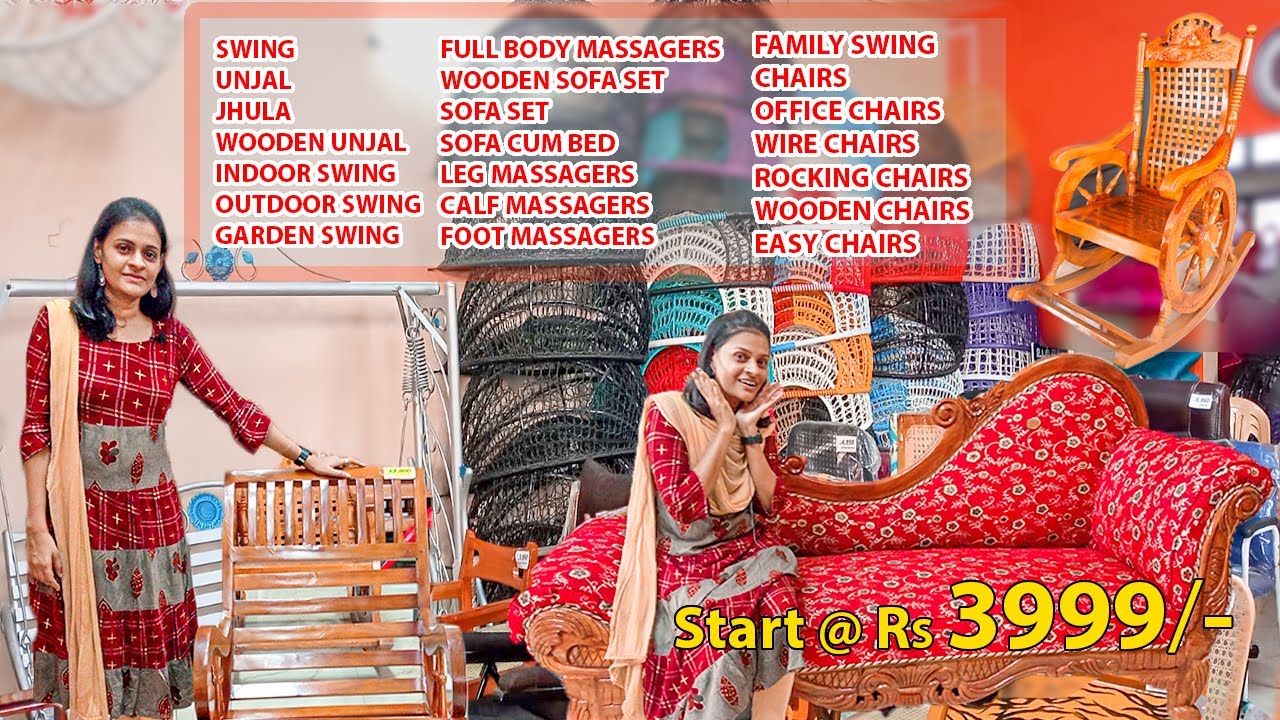 Starts @ Rs 3999, Full body massagers,Hydralic chairs,swing,unjal&etc latest Teak wood furniture