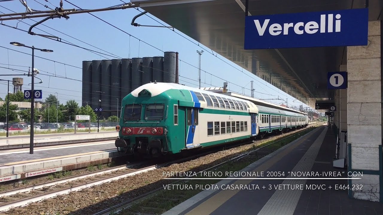 Partenze treni regionali per Ivrea dalla stazione di Vercelli