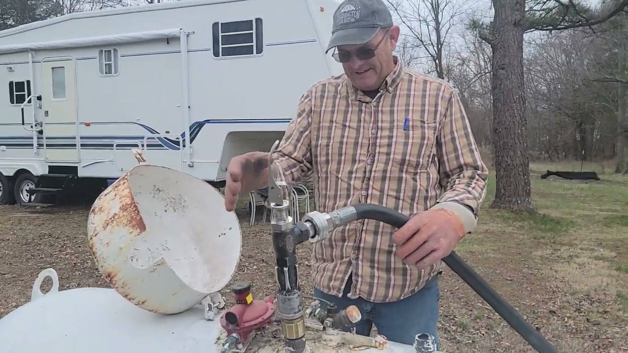 PROPANE DELIVERY TRUCK FILLS UP OUR TANK! 