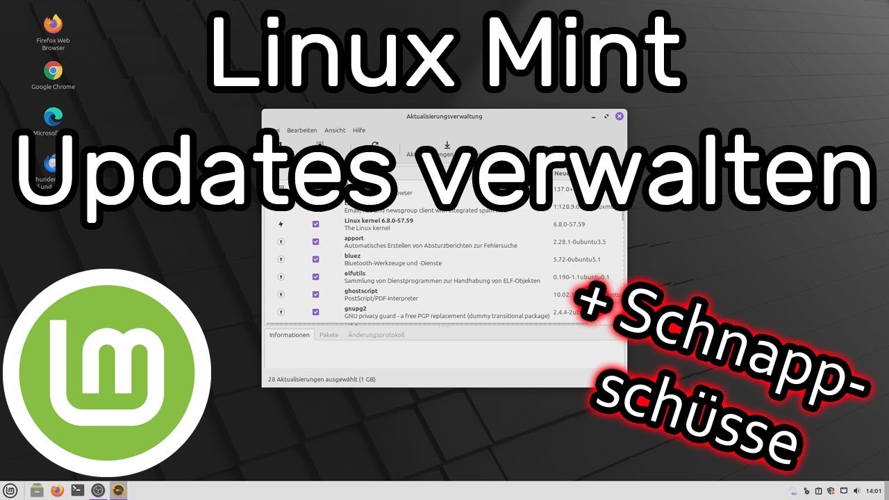 Linux Mint Updates installieren &uuml;ber die Aktualisierungsverwaltung + Snapshots mit Timeshift 🐧