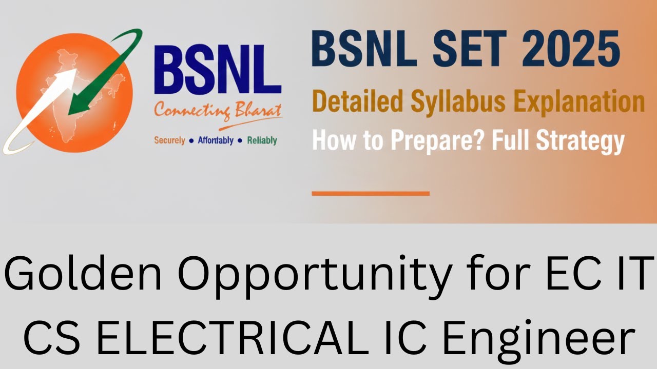 BSNL SET 2025 Detailed Syllabus & Preparation Plan | Engineering Govt Job 2025