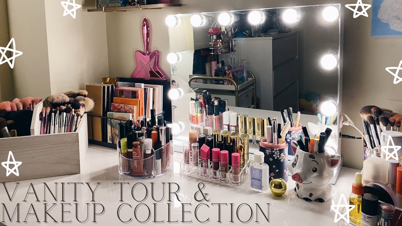 VANITY TOUR + MAKEUP COLLECTION: how i store my brushes, mini project pan + affordable organization