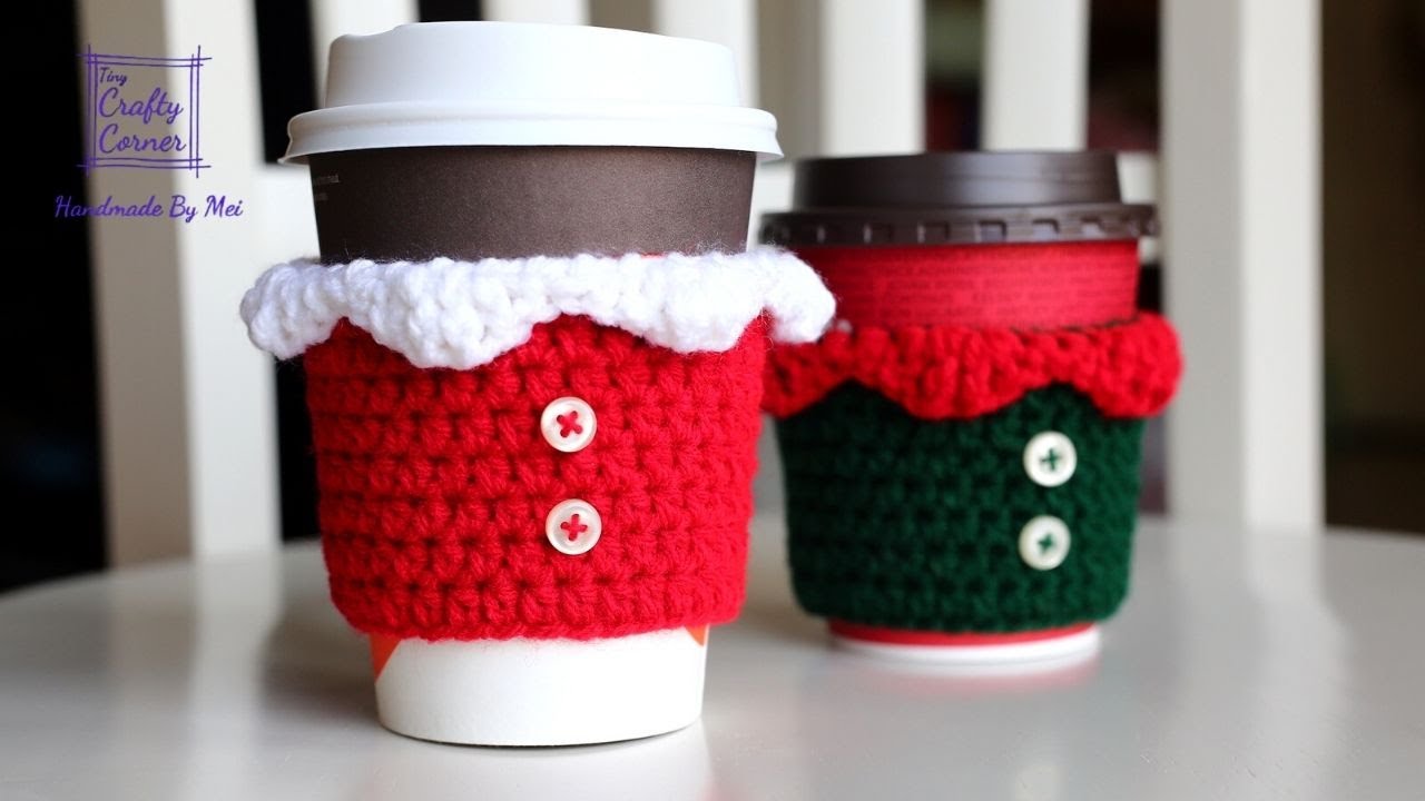How to Crochet Easy Christmas Cup Cozy - For Beginners