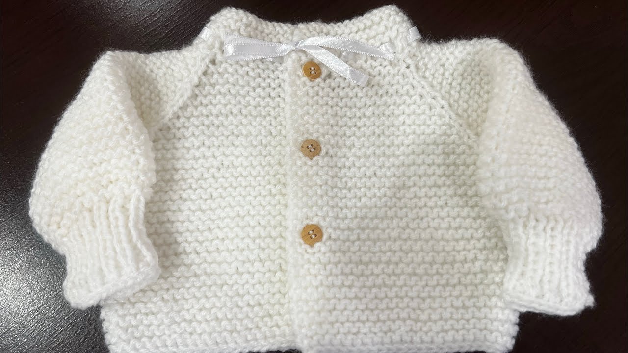 Casaquinho de Bebê em Tricô para Iniciantes, tamanho  RN a 1 mês