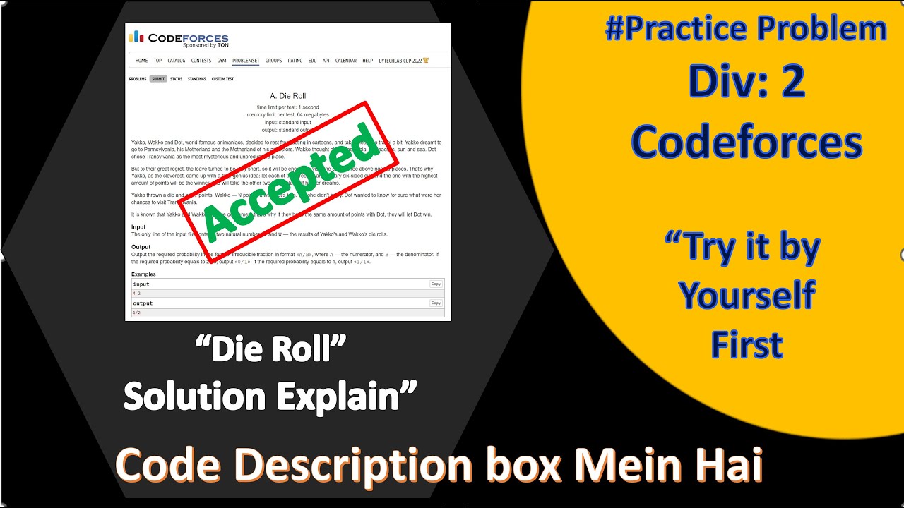 Die Roll || Codeforces || Solution Explain