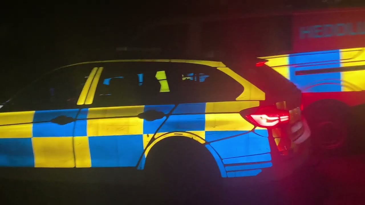 Large police presence in sarn bridgend