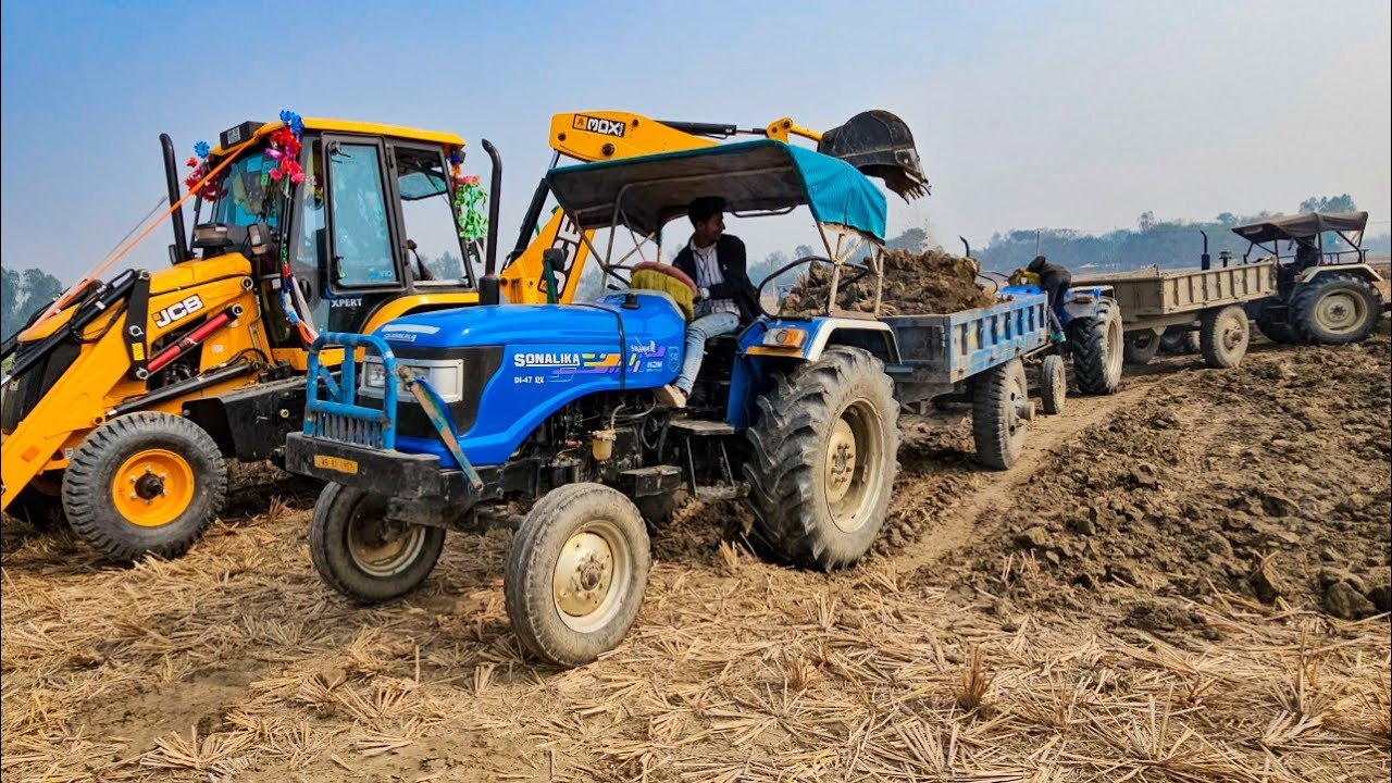 New Jcb 3dx Xpert Loading Field Mud Tractor Sonalika Sikandar | Swaraj 744 | Eicher 380 | John Deere