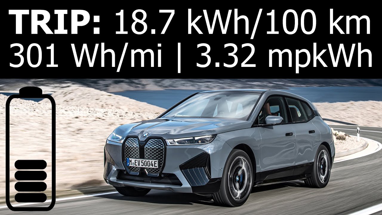 BMW iX xDrive50: trip with combined energy consumption (economy) including city, highway, suburban