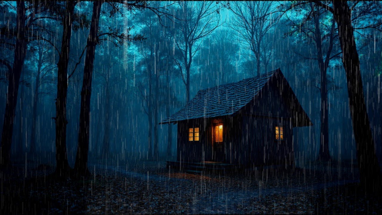 Relax and Sleep with Rain Sounds – Rain and Thunder at Forest Cabin