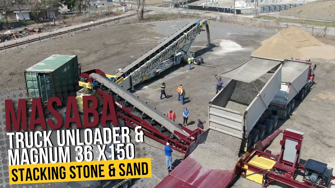 Masaba Truck Unloader Feeds Telescopic Stacker FAST