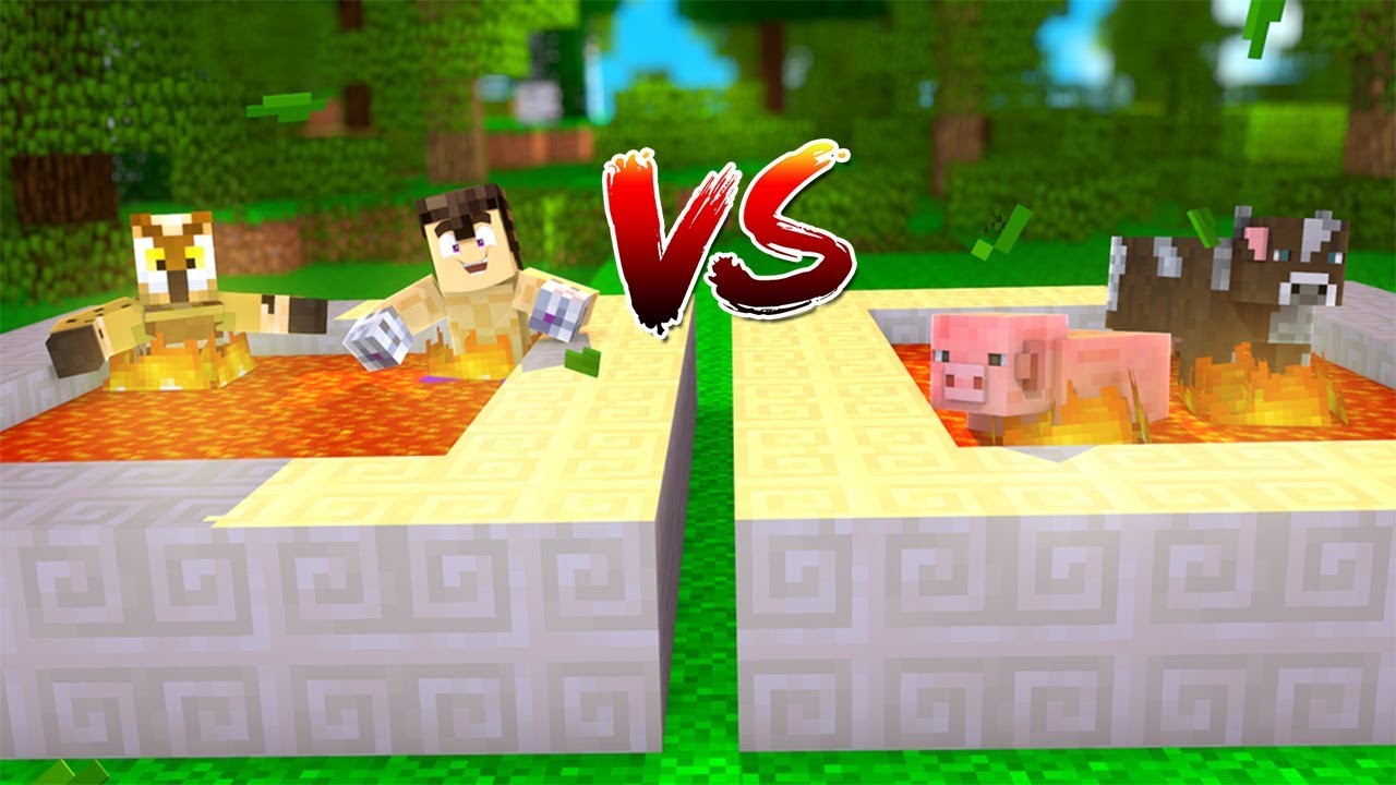 HUMANOS vs ANIMALES en LAVA!! (CAZADORES DE MITOS) | MINECRAFT