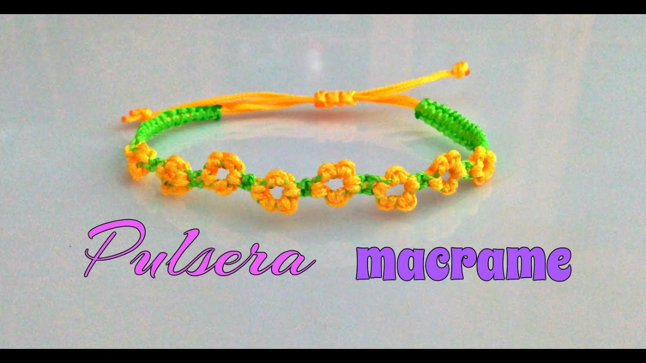 PULSERA de NUDOS MACRAME FLORES/paso a paso.