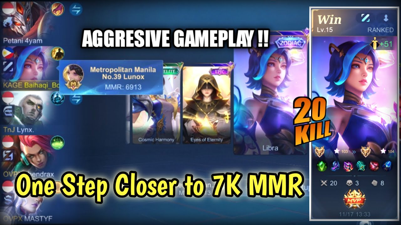 АГРЕССИВНО!! Геймплей Lunox со скином Zodiac (Maniac + 20 убийств) || Mobile Legends