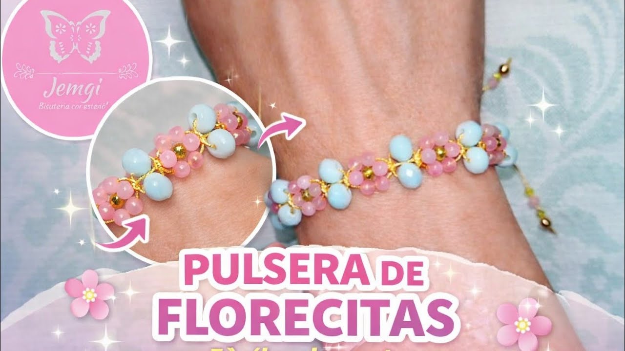 ✨ Pulsera de Florecitas🌸 con Cristales | Tutorial Fácil de Bisutería