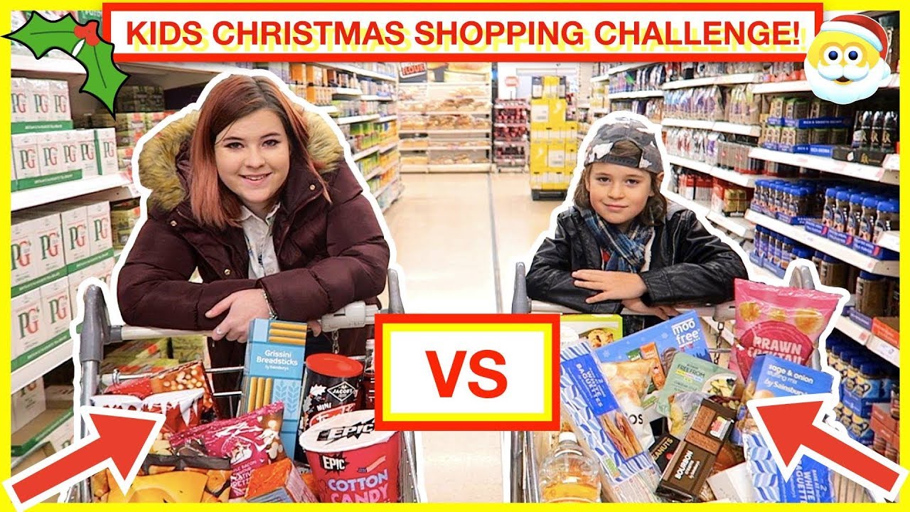 CHRISTMAS FOOD SHOPPING CHALLENGE! KID vs TEEN 🎄