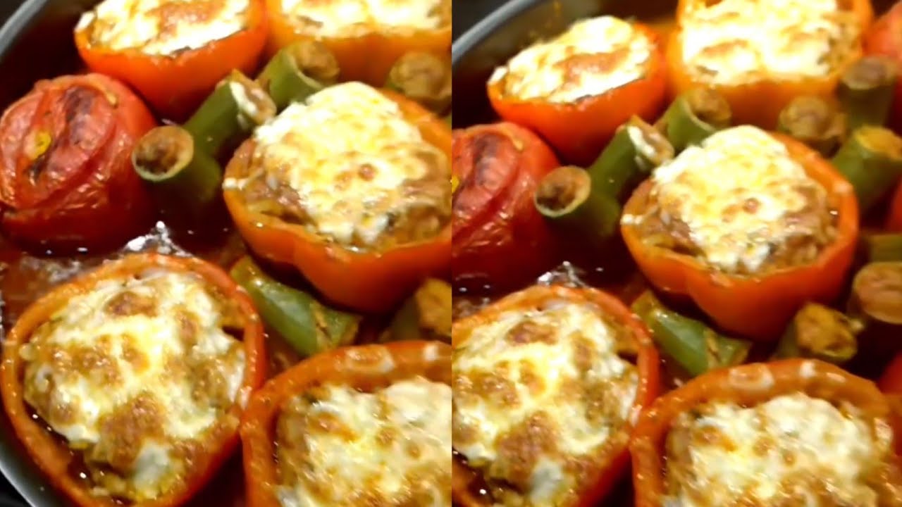 خضر بالفرن محشوة بالكفتة والأرز روعة #طبخ  #cooking #explorepage #اكسبلور #وصفات #عشاءلذيذ #trends  
