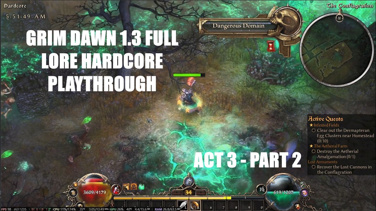 Grim Dawn 1.3 Lore HARDCORE Playthrough Act 3   Part 2