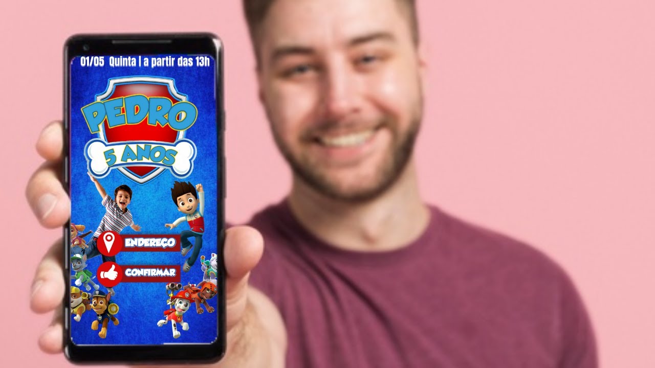 CONVITE DE ANIVERSÁRIO VIRTUAL PATRULHA CANINA | COMO FAZER CONVITE DIGITAL