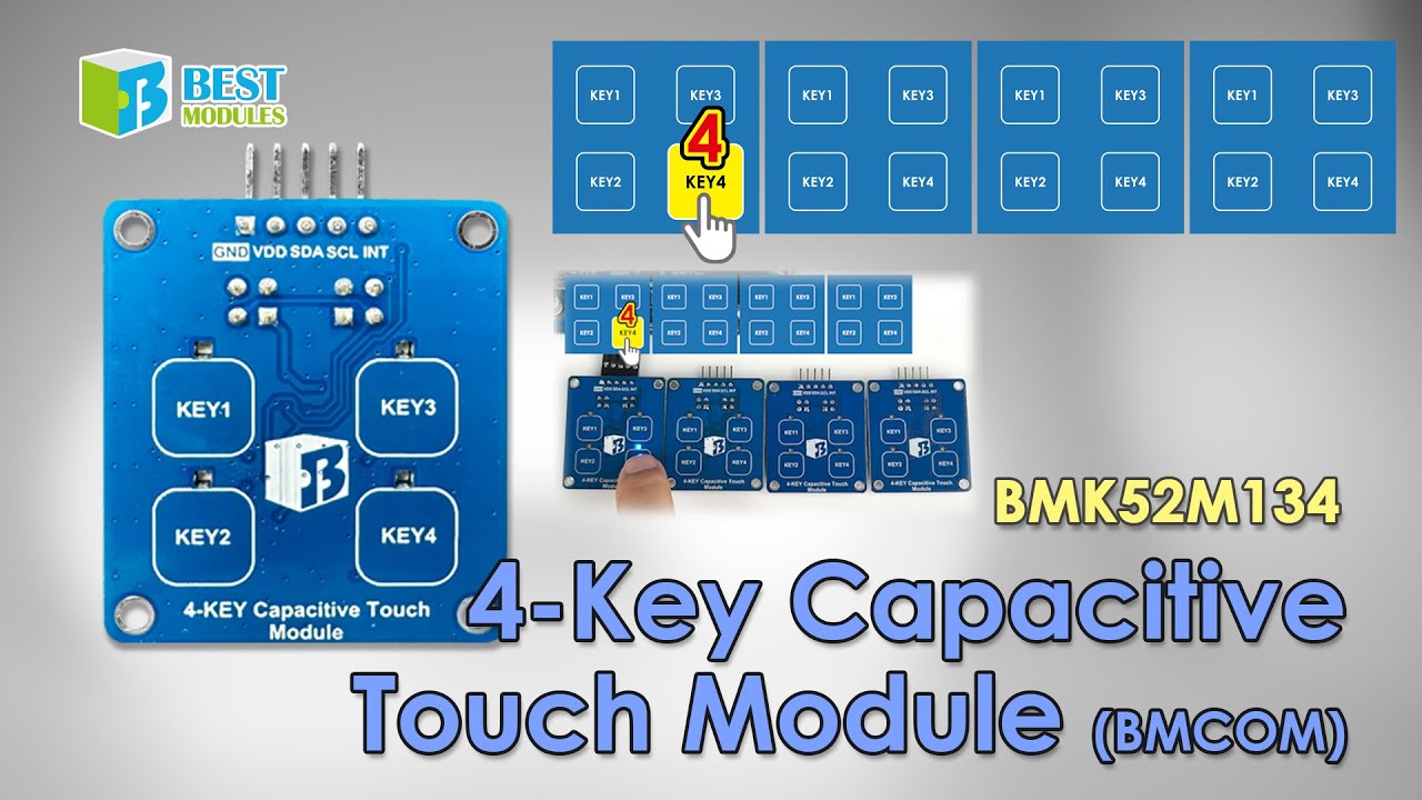 [Input Modules | Touch]4-Key Capacitive Touch Module (BMCOM) BMK52M134 #Touch #4Key #TouchModule