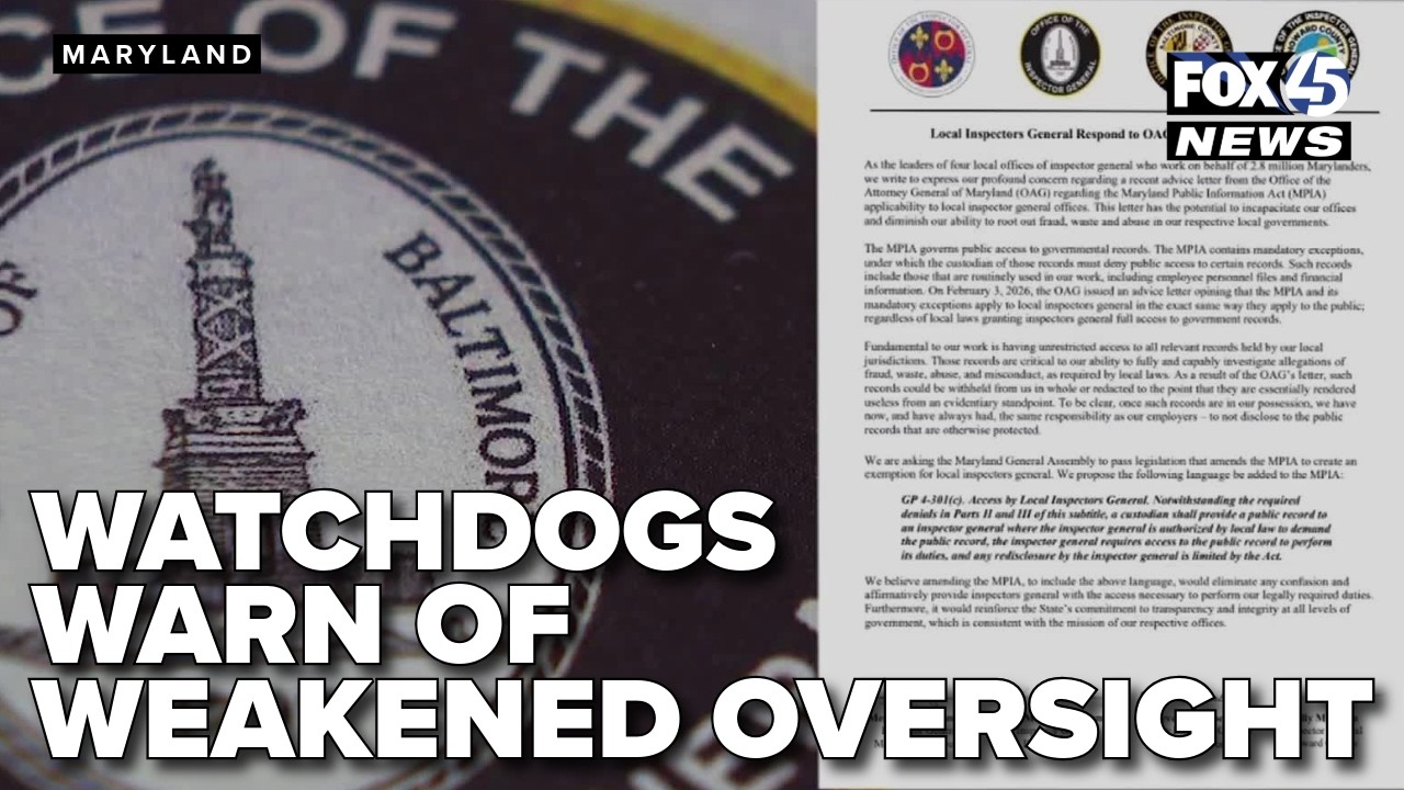 Four Maryland watchdogs warn OAG's guidance on public records law could weaken oversight