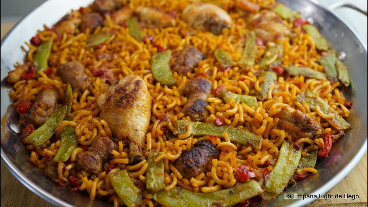 Fideua de Pollo y Verduras Receta Fácil Explicada Paso a Paso