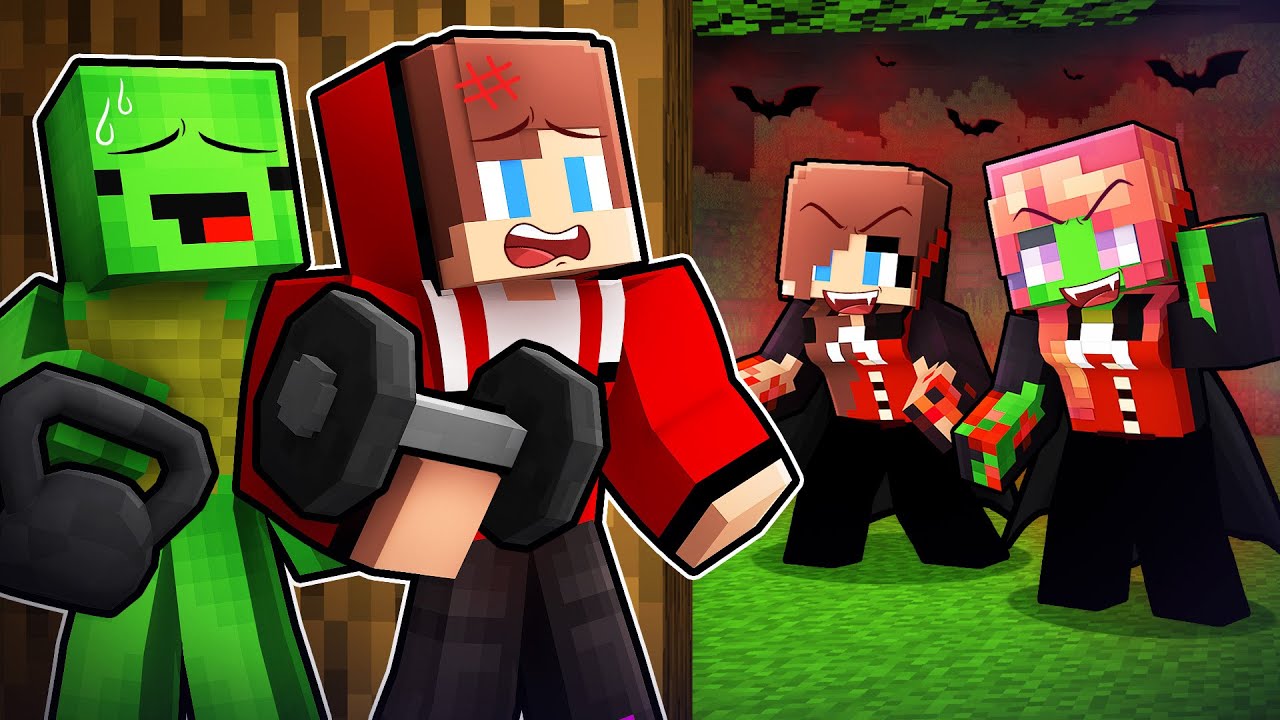 JJ and Mikey Escape from VAMPIRE GIRLS in Minecraft - Maizen