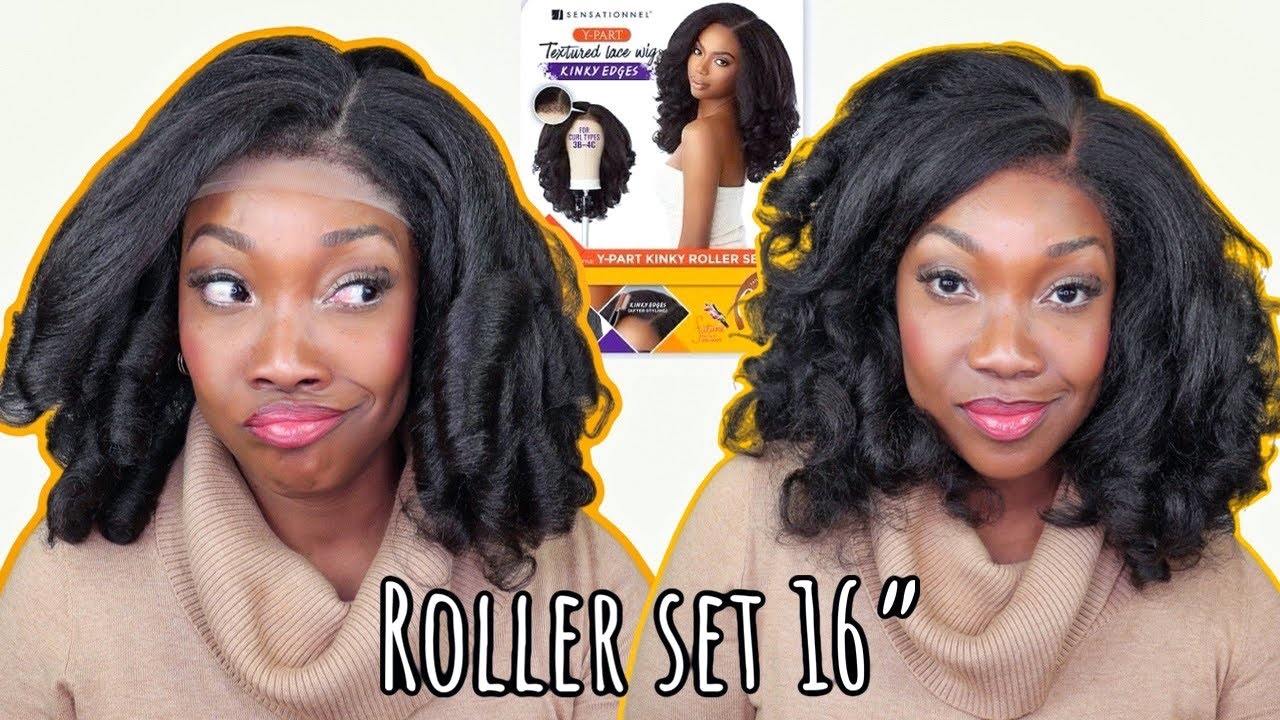 SYNTHETIC KINKY ROLLER SET WIG?! YAY OR NAY? Sensationnel Roller Set 16 Lace Edges Y-Part Wig