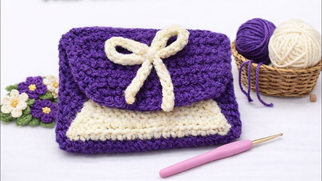 Cute crochet wallet 🧶 with complete tutorial | step by step for beginners