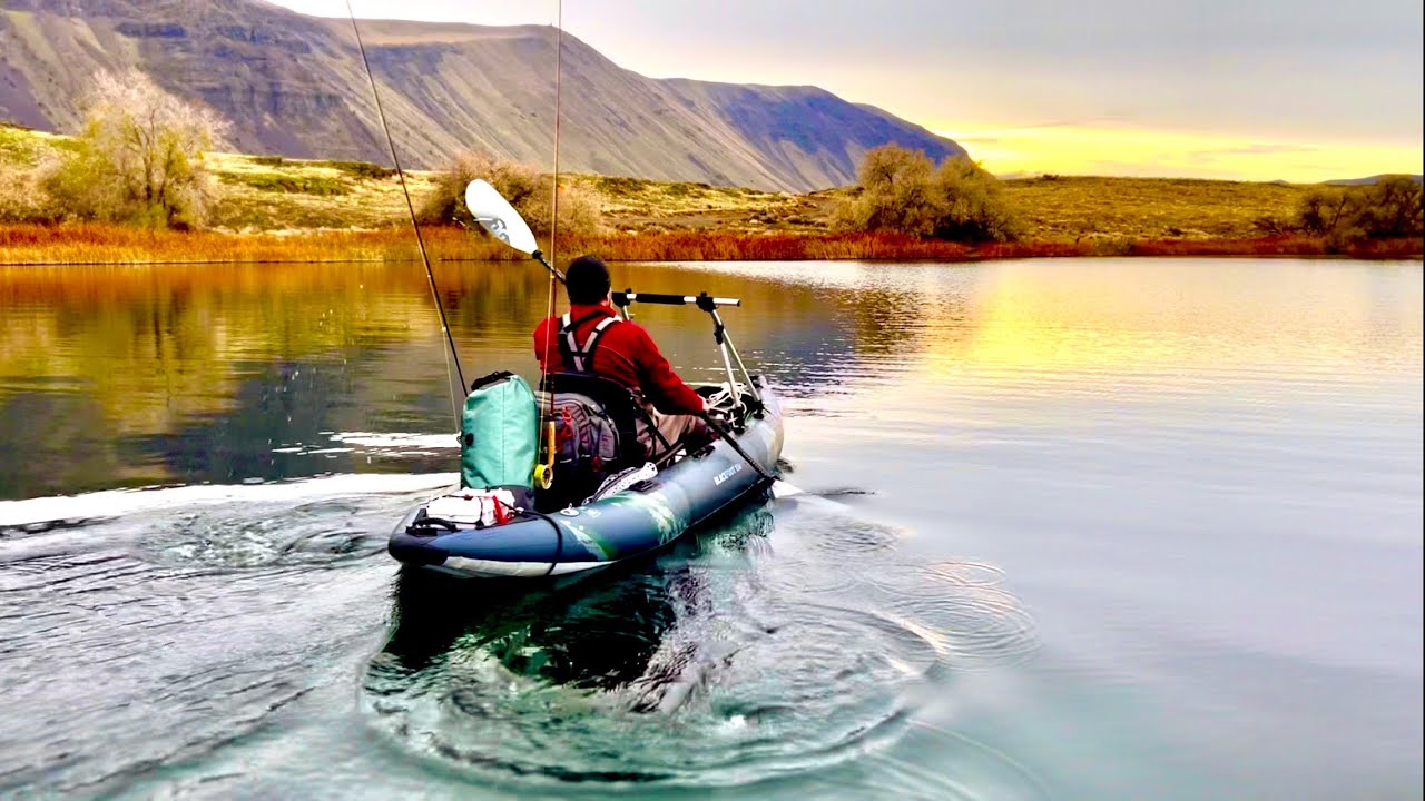 Kayak Fishing a Desert Lake for Trout - Fly Fishing Friends & Great Fishing!