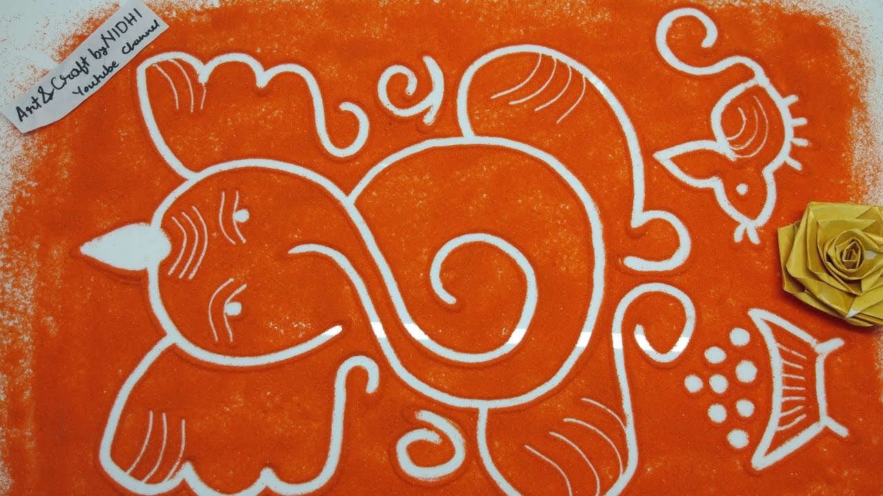 एसी आसान गणपतिजी की रंगोली आपने पहले कभी नही देखी होगी/ easy Ganpati rangoli