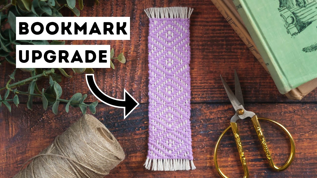 DIY woven bookmark with diamond twill pattern