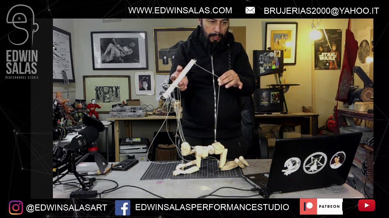 Wood String Puppet kit Workshop. Third Lesson Online Zoom Classes. Manipulation of the Puppet.