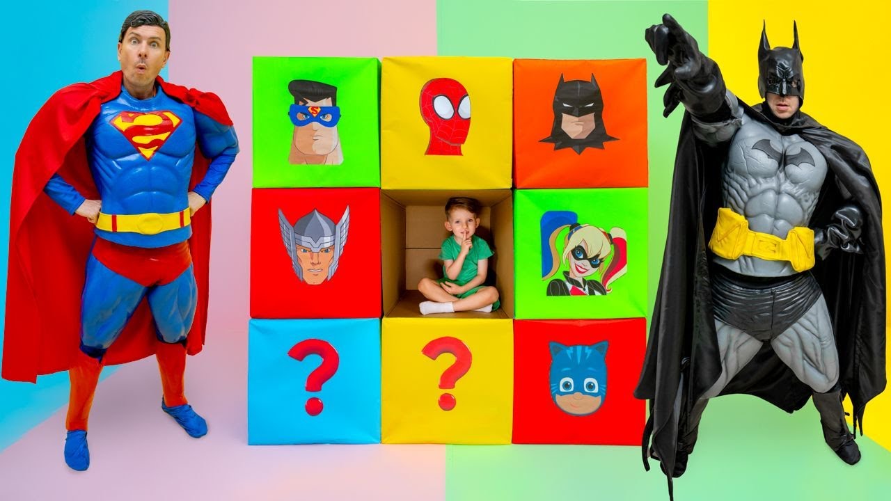 Reto infantil con superhéroes 🦸🏻‍♂️🦹🏼‍♀️ ¿Qué hay en la caja mágica? | Vania Mania ESP