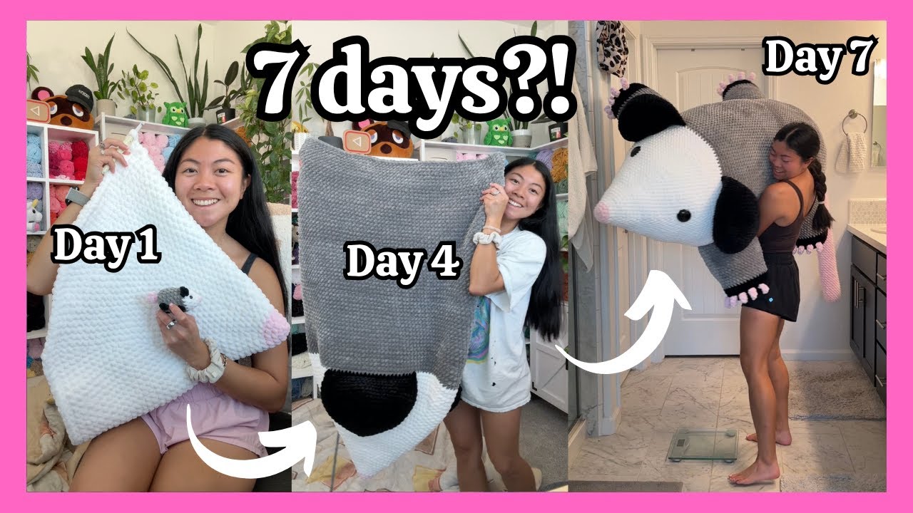 Making a Giant Crochet Opossum in 7 DAYS?! Make My Largest Plushie of 2025 With Me 🧶 Crochet Vlog