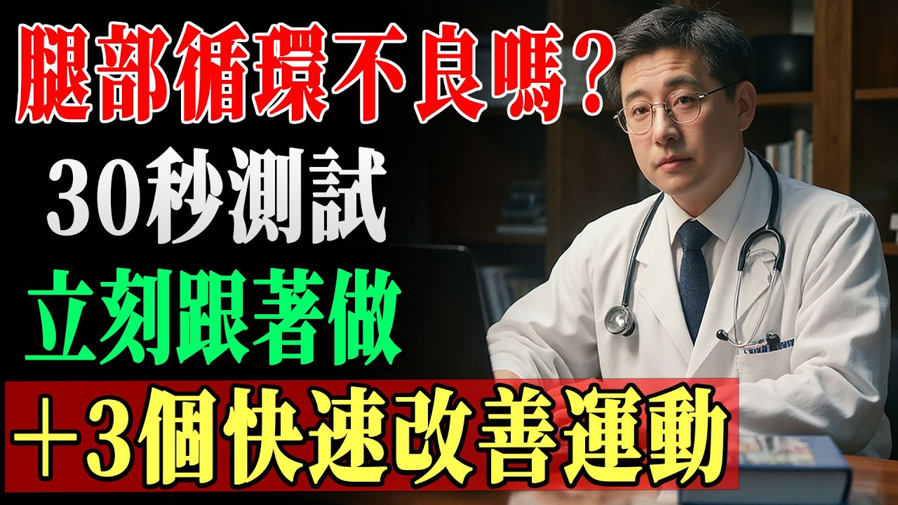 腿部循環不良？30秒測試超簡單！3個快速改善運動，60歲後腿不沉不麻｜老年健康｜血液循環｜長者運動 !