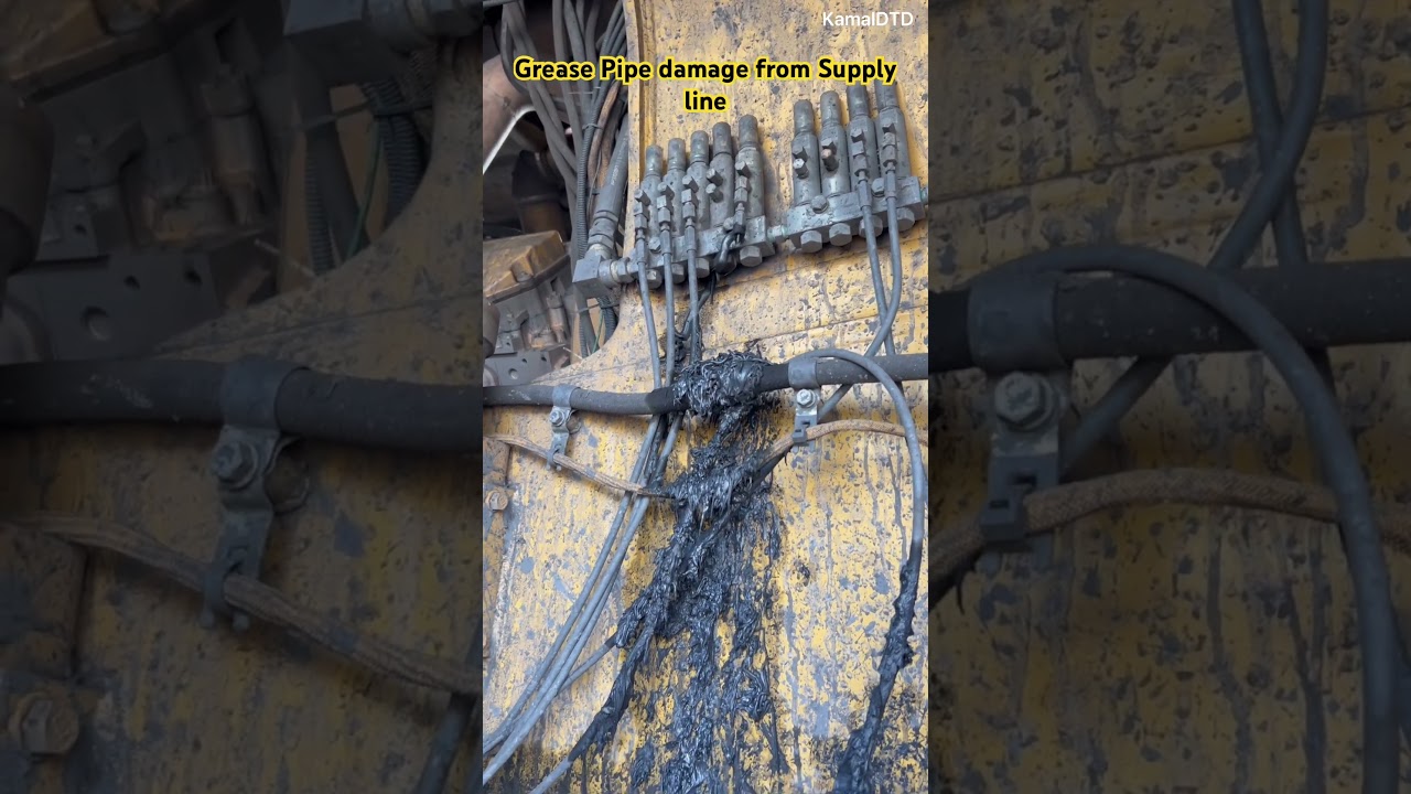 Automatic Lubrication Pipe Damaged | Mining Truck Grease Overflow 
