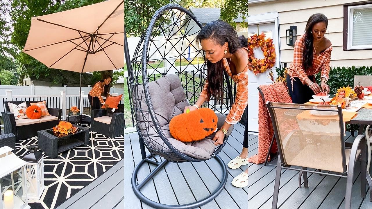 NEW 2022 🍁🍂FALL DECORATE WITH ME (BACKYARD MAKEOVER TRANSFORMATION) | OMABELLETV
