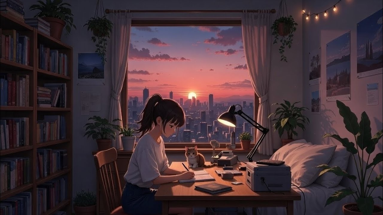 2 hours Cozy Lo-Fi Beats for Focus, Study & Relax Sunset Study ☀️📀